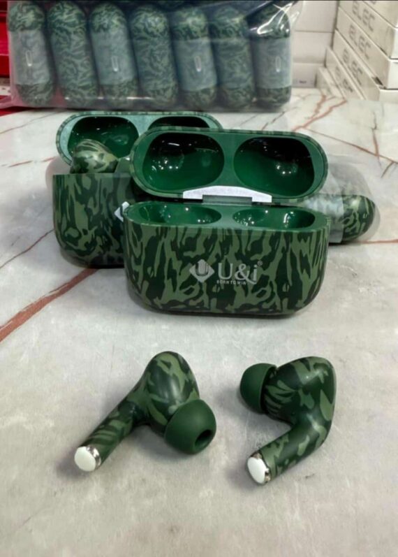 Earbuds with a camouflage design