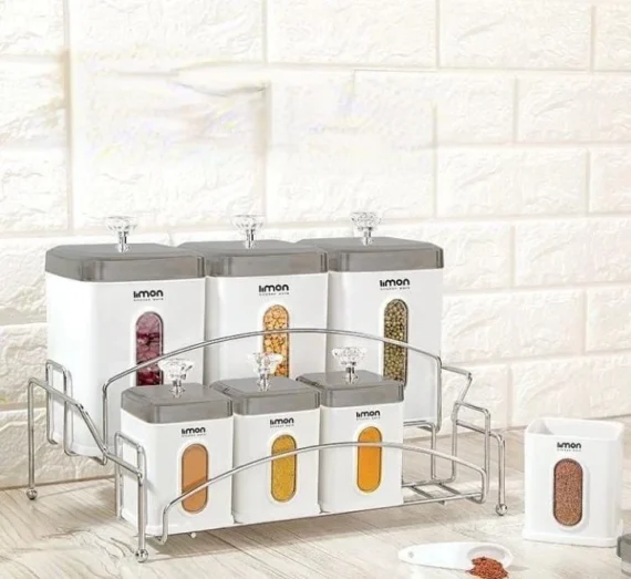 Limon Acrylic 7 Piece Jar Set With Stand